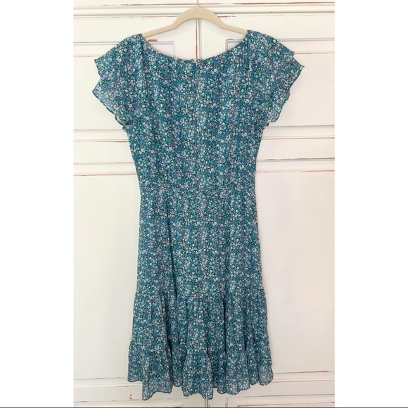 NWT J Crew Floral Tiered Midi Peasant Dress size medium - Picture 3 of 5